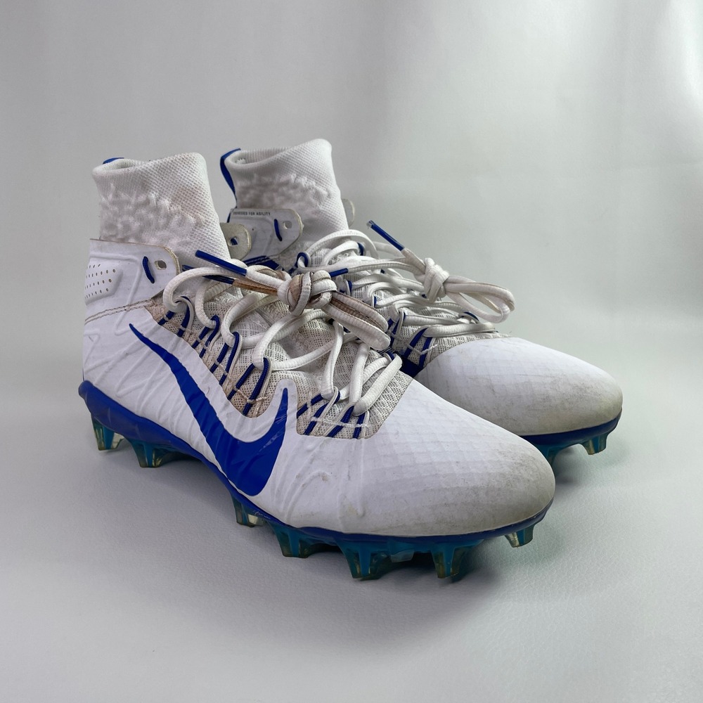 Nike Alpha Huarache 7 Elite Lax White Blue Football Cleats CJ0224-101 Mens 9